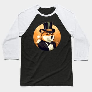 Shiba Inu with Top Hat Baseball T-Shirt